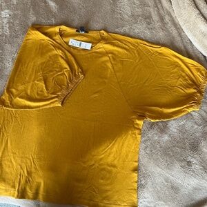 J. Crew Jersey Knit Puff Sleeve Marigold Yellow Size XL, NWT